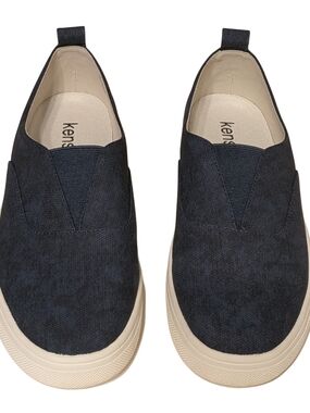 Kensie Navy Slip-On Canvas Sneakers with Cream Sole